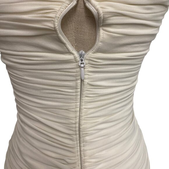 Hailey Logan By Adrianna Papell Ivory Ruched Mini Dress With Jeweled Halter Neck - Picture 7 of 10